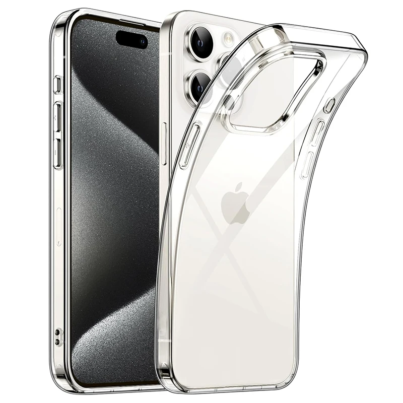 Esempio originale di Silicone nero trasparente morbido per iPhone 15 Pro Max Carcasa Ultra Thin Case per iPhone 14 13 12 Mini 11 Pro Max