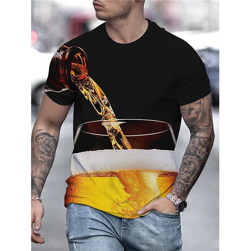 Funny Beer Graphics 3D Print Short Sleeve T Shirts