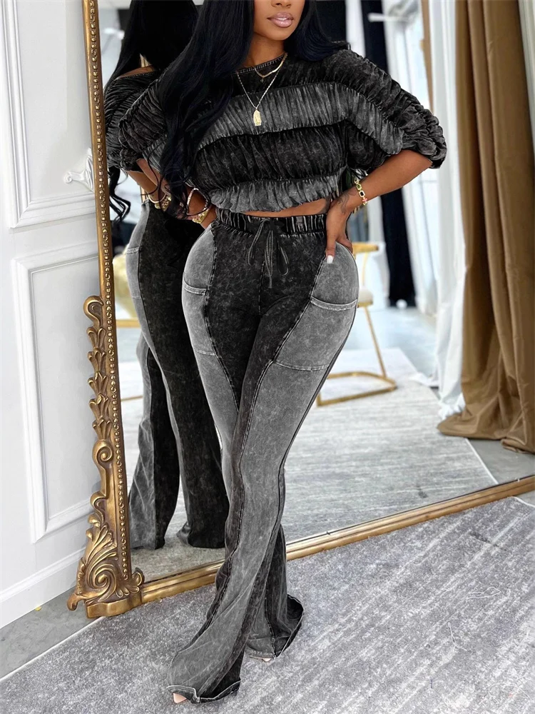 Wmstar Two Piece Sets Women Wholesale Tracking Suit Patchwork Two Piece Set Slim Stretch Top and Casual Trousers Spring Autumn