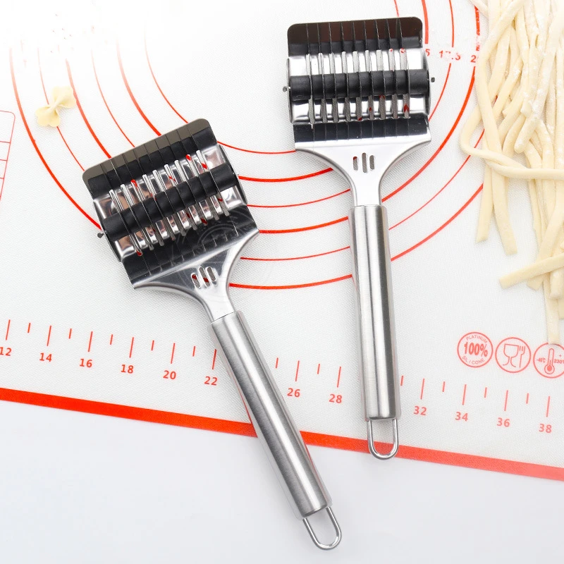 Non-slip Handle Stainless Steel Noodles Cutter Knife Manual Pasta Maker Tools Manual Shallot Section Cutter Kitchen Gadgets Tool