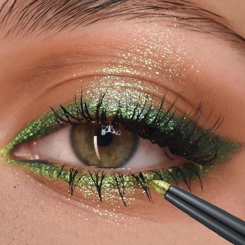 Waterproof Shiny Green Purple Eyeliner Pen Long Lasting Glitter Eye Shadow Lying Silkworm Pen Women Eyes Makeup Beauty Cosmetics liquid eyeliner makeup pen