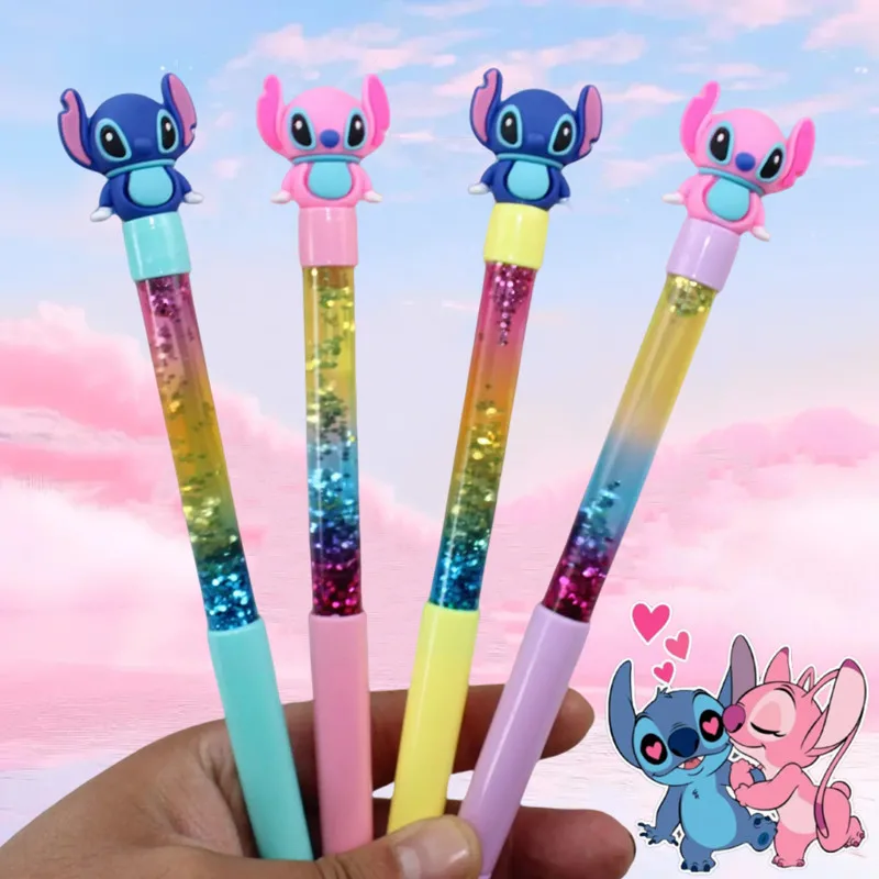 디즈니 Stiche 문구 검정 펜 장난감, 애니메이션 피규어 스티치 학생 쓰기 도구, 학교 상 중립 펜, 어린이 선물, 1 개, 4 개 