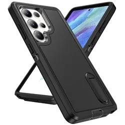 Durable Full Body Shockproof Rugged Kickstand Case with Anti - Scratch Protection for Samsung A36 (Black black)