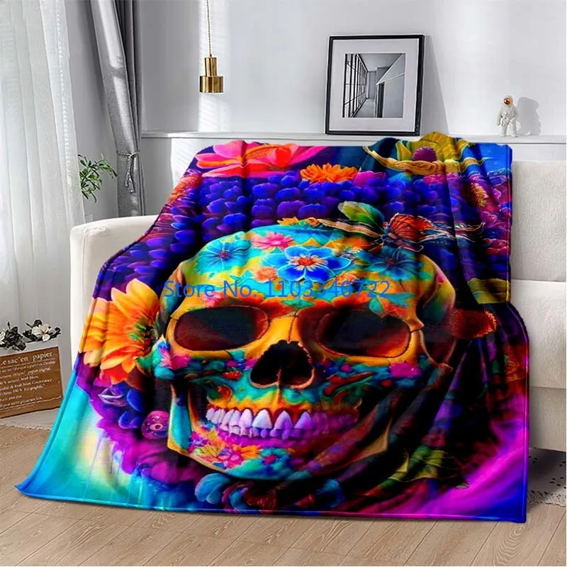 

Skull Pattern Soft Plush Blanket Flannel Kids Blanket Throw for Bed Sofa Nap Blankets 150x200cm Boy Girl Festival Gift