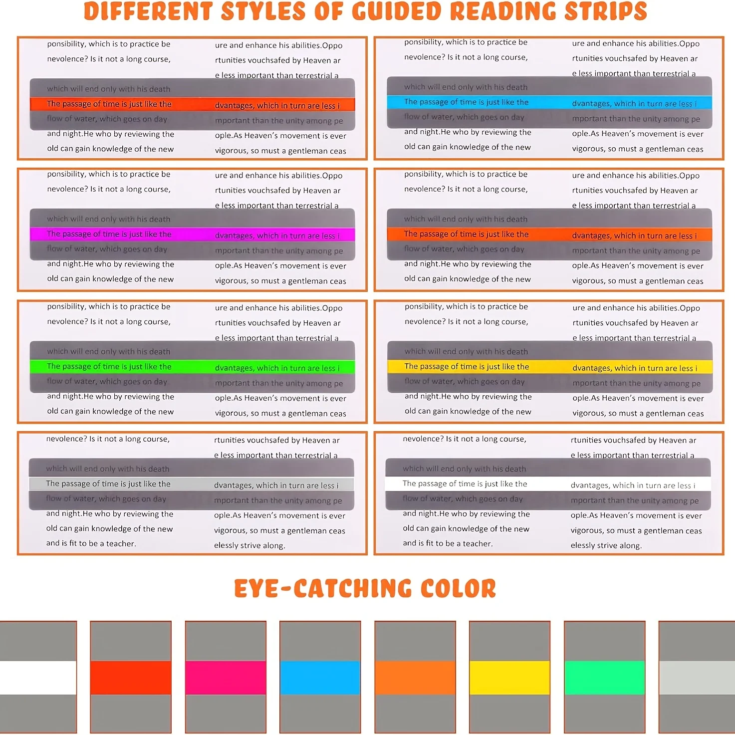 Guided Reading Strips And Highlighter Strips, Home Learning Reading Aids, Tools for Reading Difficulties, Reading Challenges - 2