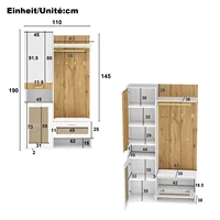 Ensemble de garde-robe Anajqaqia avec miroir, 6 crochets dorés, armoire à chaussures, porte-manteau mural, rangement supérieur, banc, éclairage LED 16 couleurs 4