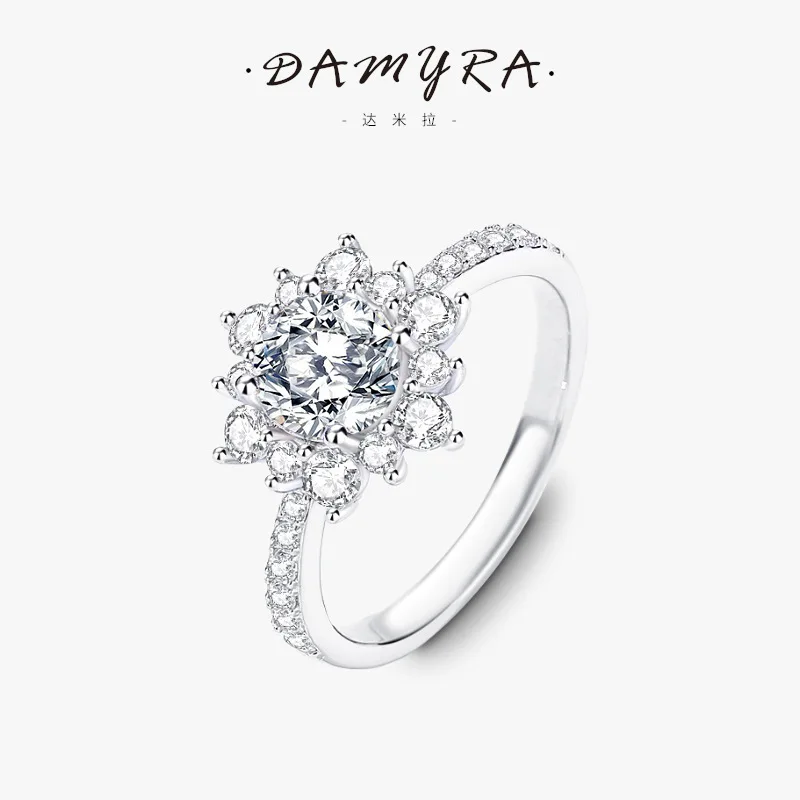

UMCHO 925 Sterling Silver 1 carat mosanite Sunflower Rings For Women Romantic Wedding Engagement Anniversary Gifts Fine Jewelry