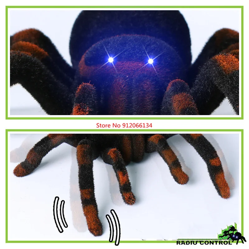 Electronic Animal pet Remote Control tarantula Eyes Shine smart black Spider Robot Halloween RC Tricky Prank Scary Toy Kid  gift 6
