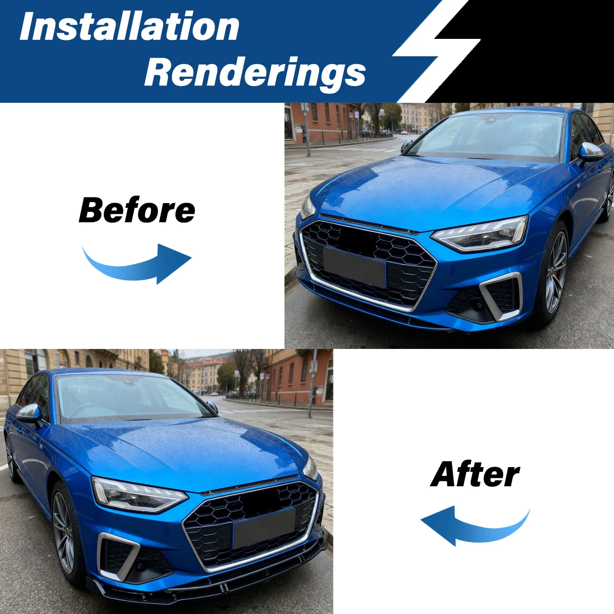 아우디 A4 S4 B9 B9.5 8W TFSI TDI 2019 2020 2021 2022 2023 차량용 프론트 범퍼 립 스포일러 ABS 스플리터 바디 개조 키트