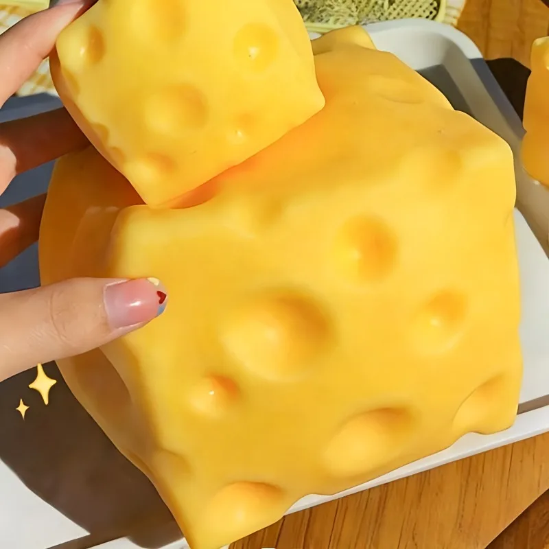 대형 치즈 스퀴시 피젯 토이, 거대 치즈 스퀴즈 장난감, 초슬로우 리바운드, 성형 가능한 스트레스 해소 볼, 성인용 선물