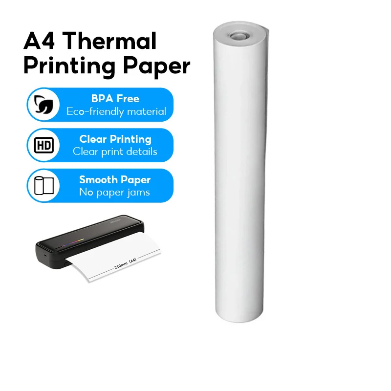 MeeGoo Thermopapier für tragbaren Thermodrucker, BPF-freies Material, sicher, hochwertiges Druckpapierrolle, 1 Rolle/3 Rolle/5 Rolle A4 – Detail 13