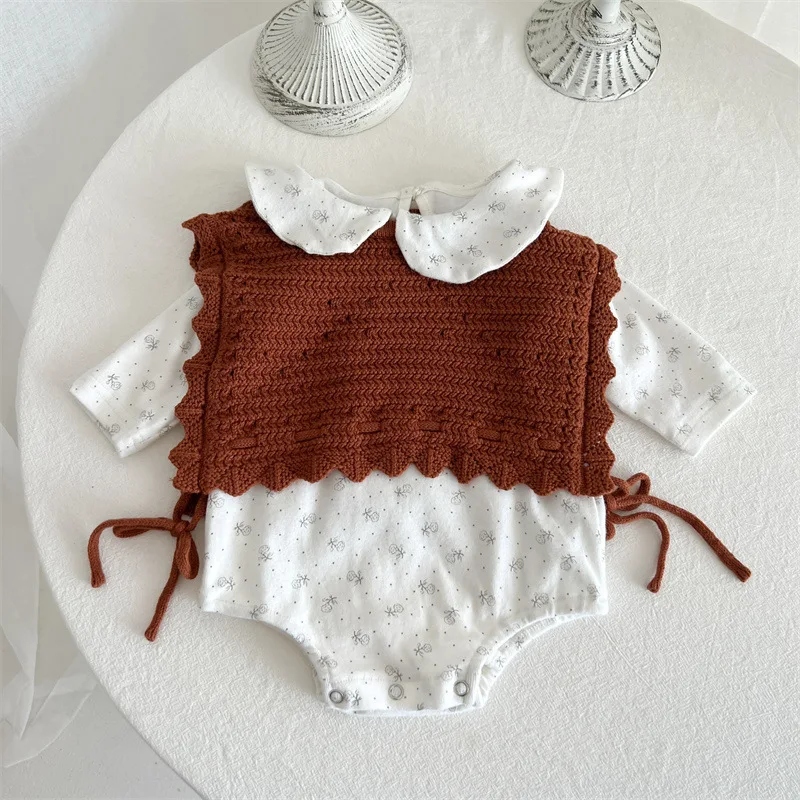 Waistcoats Vest for Girls Knitting Autumn Sweet Retro