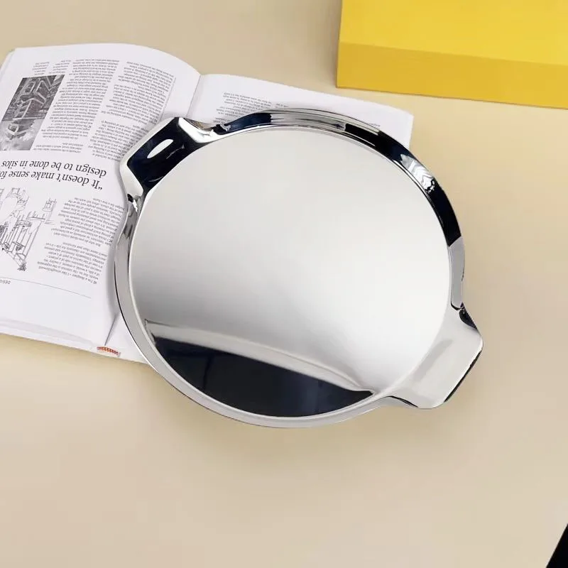 Nordic light luxury stainless steel round tray Western food dinner plate Household wine set tray  Soft decoration ornament 2