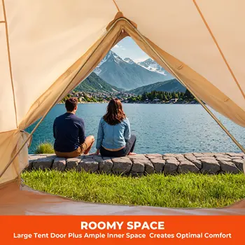 Cotton Canvas Bell Tent Glamping British Yurt Camping Tent Single Door 4