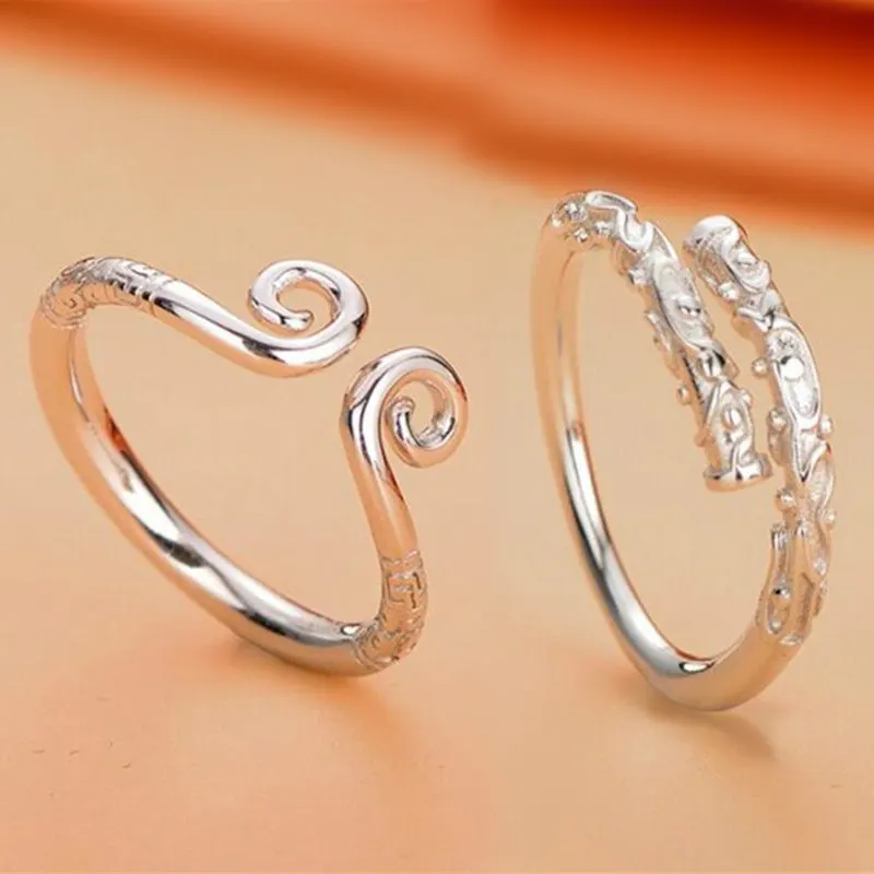 Cute Monkey King Resizable Finger Rings For Women Tightening Spell Ring Golden Rod Open Ring Adjustable Knuckle Finger Jewelry