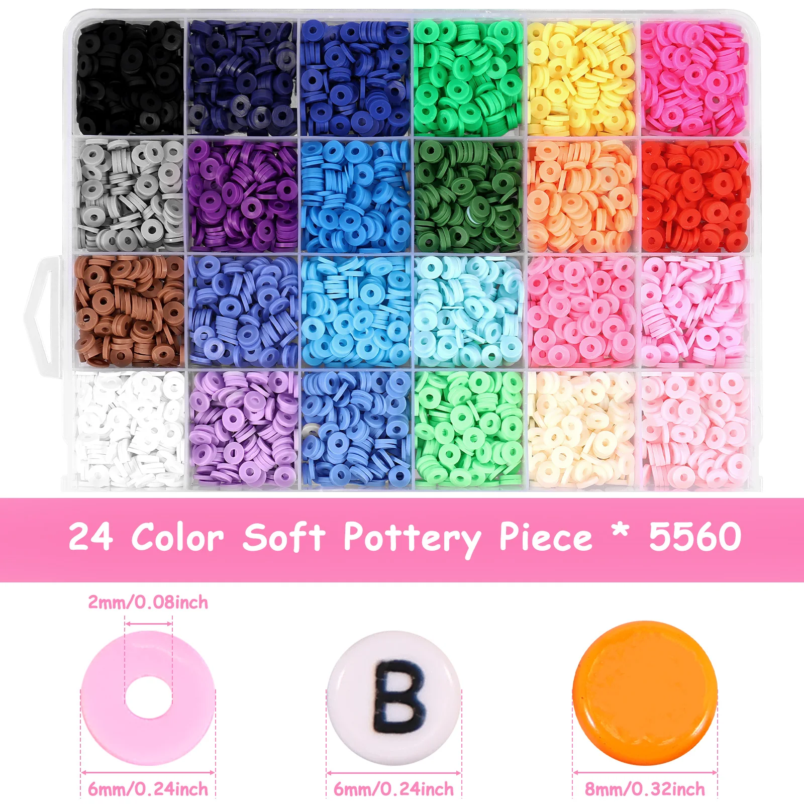 6100 Clay Beads Bracelet Making Kit, Friendship Bracelet Set for Jewellery Making, Flat Beads for Bracelet Arts and Charms