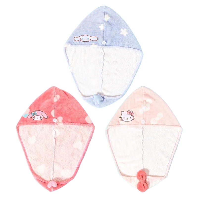 

Kawaii Sanrio HelloKitty Hair Drying Cap MyMelody Cinnamoroll Cute Cartoon Soft Absorbent Quick Drying Towel Portable Shower Cap