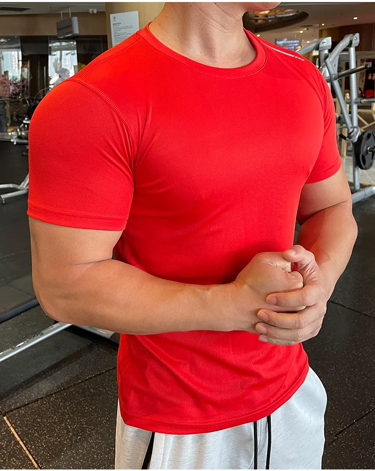 Round Collar Spandex Men's Sports & Fitness T Shirt Men's Fitness