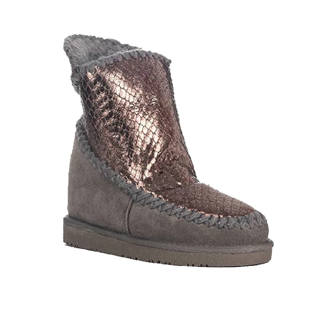 Botas Australianas color Gris, Botas con Cuña Interior para Mujer, Botas Forro Pelo, Temporada Invierno,