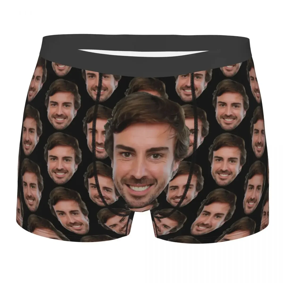 Men's Fernando Alonso Funny Face Boxer Shorts Panties Mid Waist ...