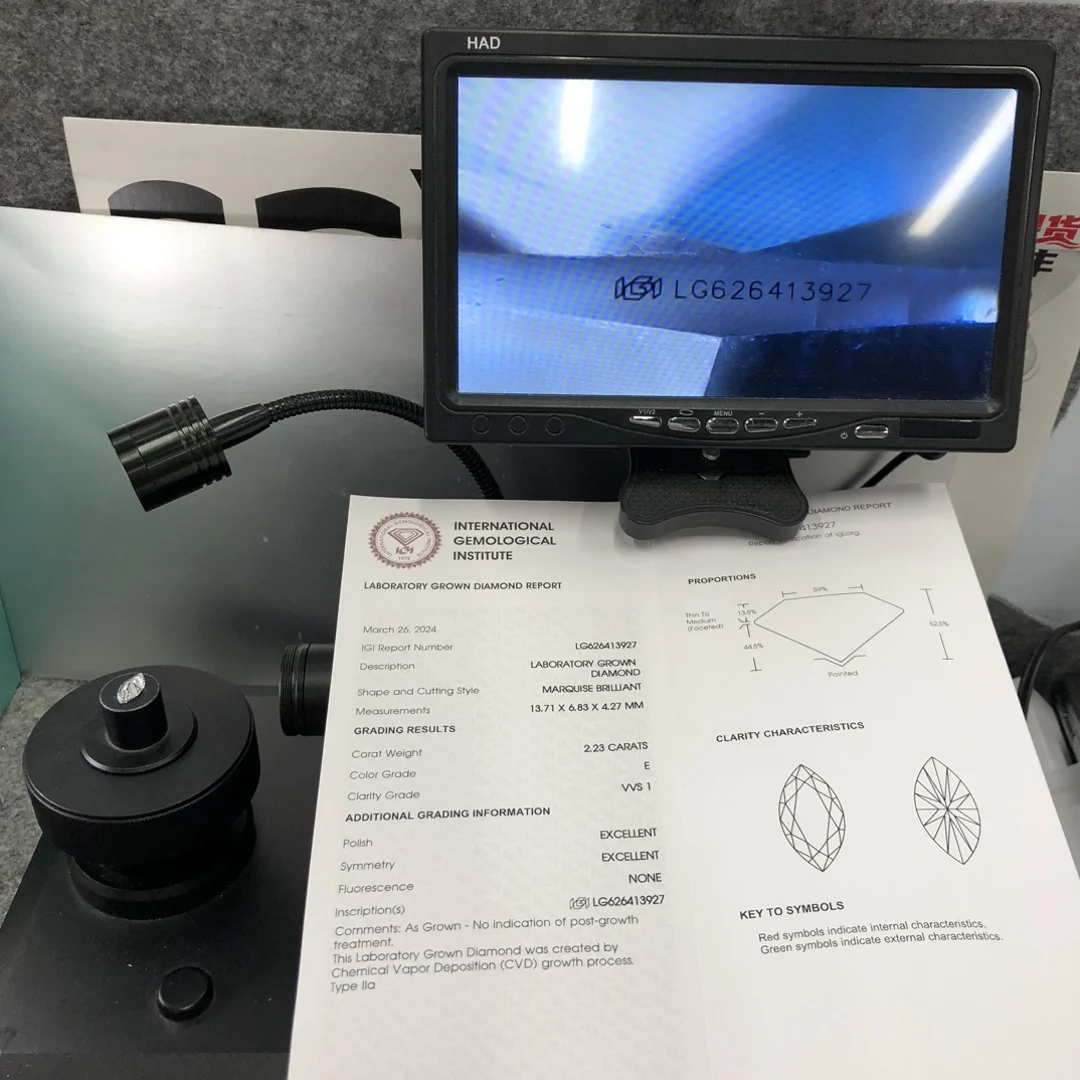 IGI 2.23CT E VVS1 Marqusie Lab Grown Diamond CVD Diamond Stone igi Certified With Certificate