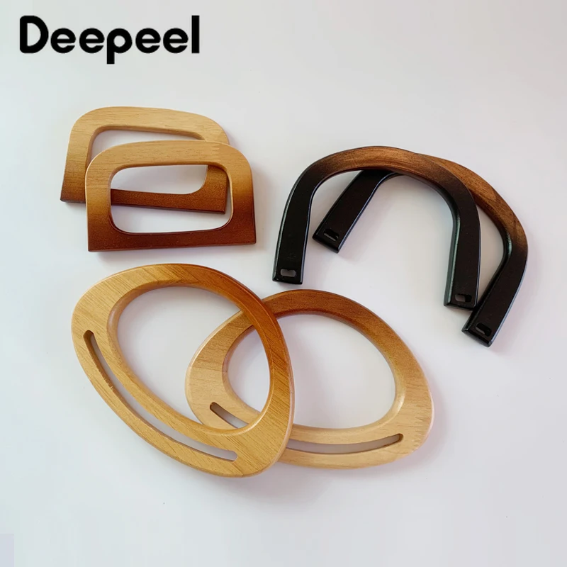1Pair Deepeel 12/15/18cm Wooden Bags Handle Handmade Woven Bag Handbag Handles Purse Frames Kiss Clasp DIY Sewing Accessories