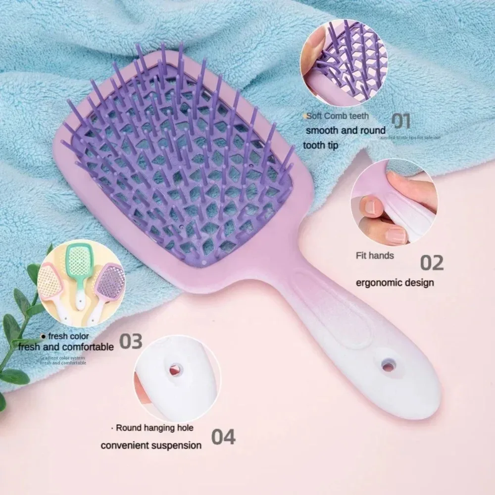 

1Pc Gradient Hollow Out Hair Comb Anti-static Detangling Hair Comb Frosted Massage Comb Wet and Dry Use Hair Styling Accessories