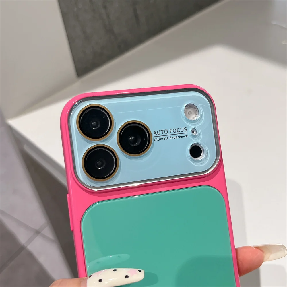 Luxury Colorful Glass Glossy Phone Case with Full Lens Protection and Shockproof Design