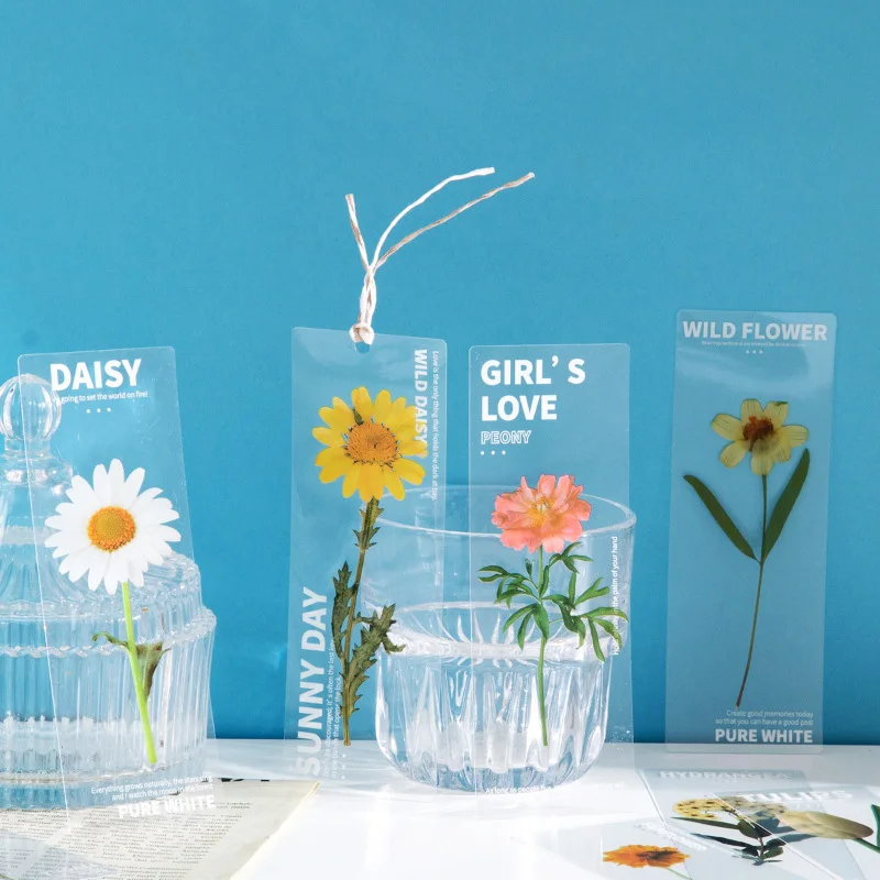 5pcs Natural Plants Flower Series Bookmark Pvc Translucent Reading Book Mark Retro Book Page Marker Stationery Supplies