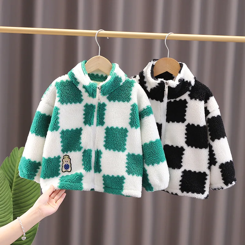 

Children new qiu dong with velvet coat cotton-padded jacket boy girl lambs upset the baby children's wear sweaters