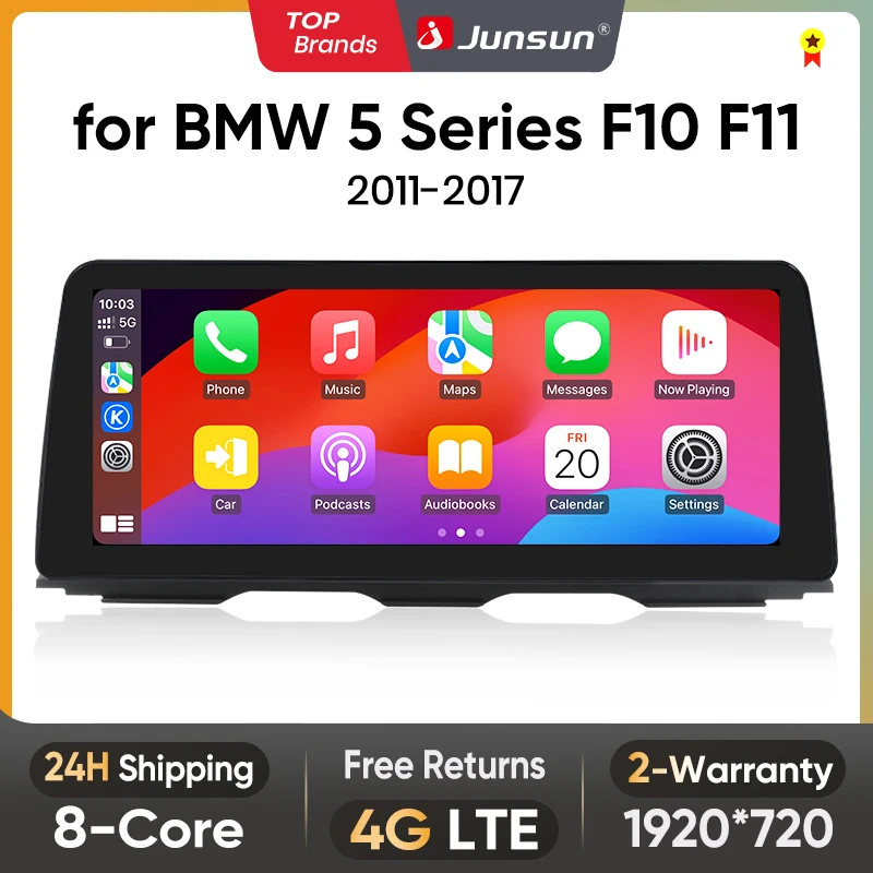 Junsun-reproductor Multimedia con pantalla IPS y GPS para coche, Radio inalámbrica con Android, 4G, WiFi, CarPlay, para Apple, BMW serie 5, F10, F11, 2011-2016 1