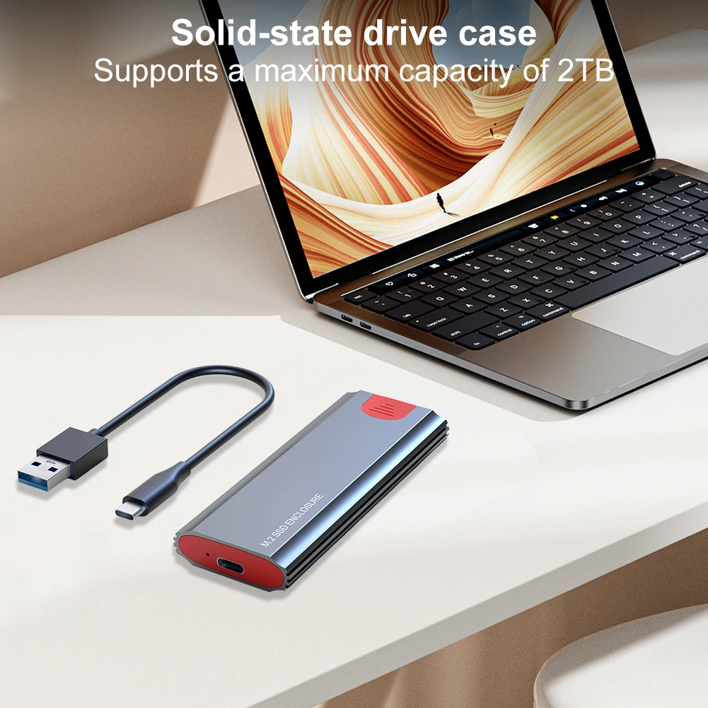 M.2 NGFF NVME SSD Enclosure USB3.1 Gen2 Hard Drive Enclosure 10Gbps SSD Hard Disk Drive Case for 2230/2242/2260/2280 M2 NVMe Solid State Drive External Hard Drive External Hard Drive Case SSD Enclosure