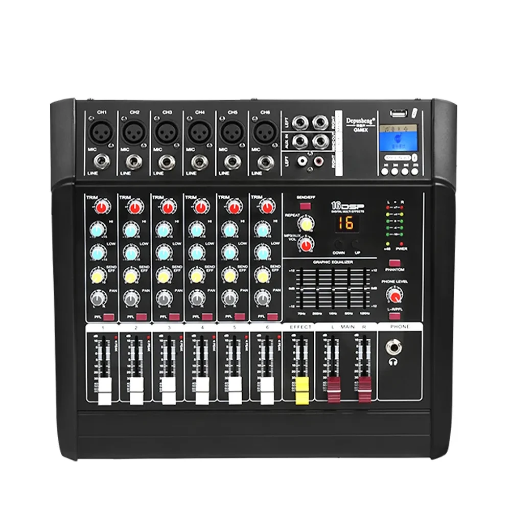 

OEM GM6X Professional 450W*2 Digital 6 Channel Audio Power Amplifier USB Powered Audio Mixer