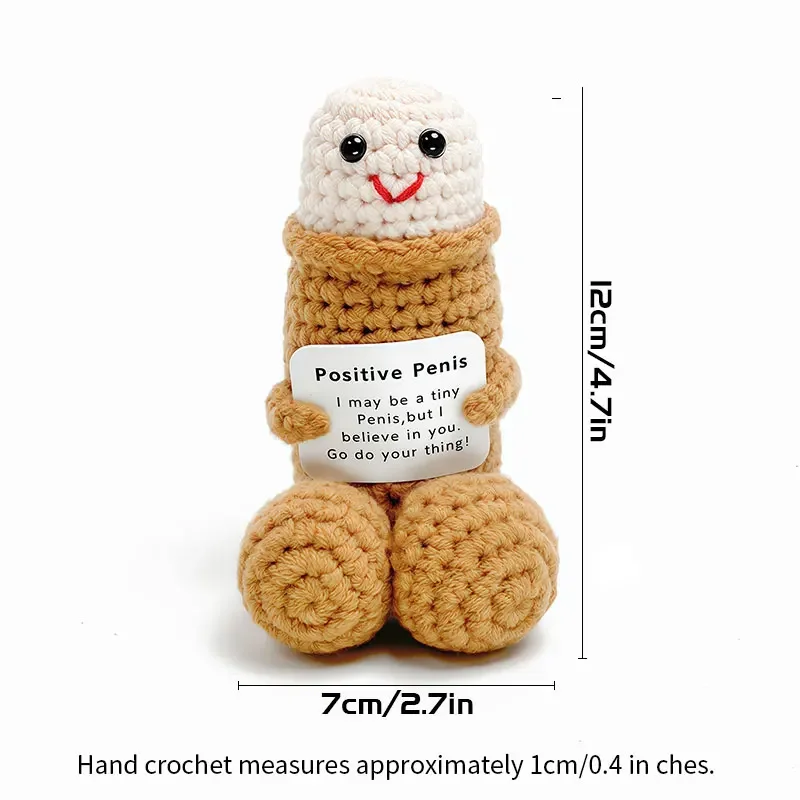 Mini Funny Penis Positive Handmade Crochet Encouragement Card Cheer Up Gifts Dick Toys Friends Party Boyfriend Room Decorate