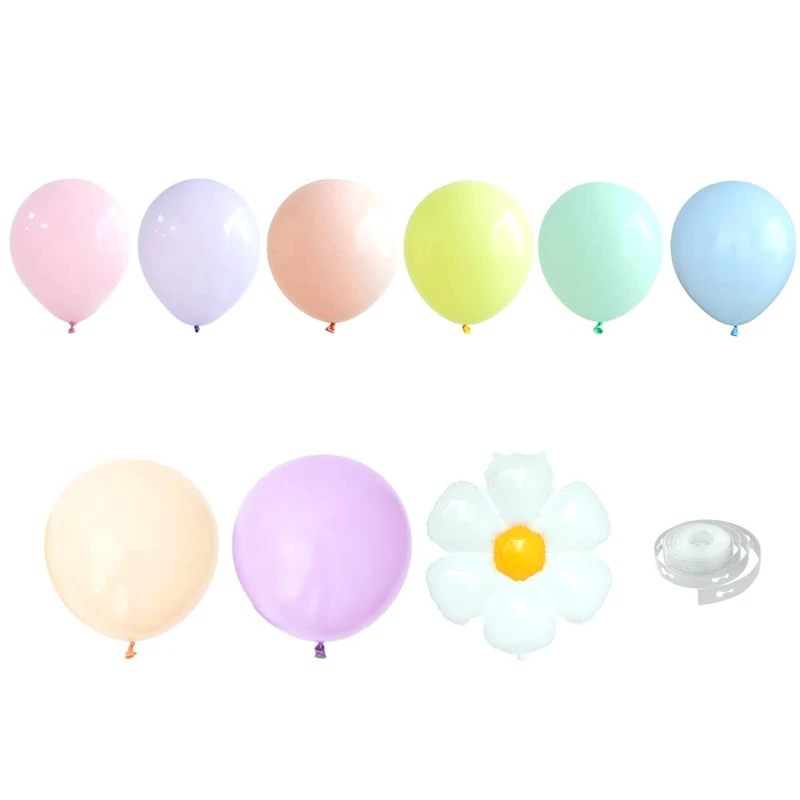 Promotion! 159Pcs Daisy Balloon Garland Arch Kit White Flower Macaron Pastel Balloons For Baby Shower Theme |