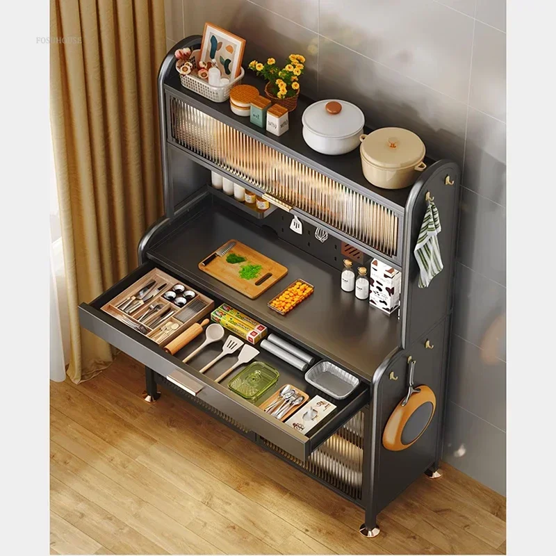 Carbon Steel Simple Cabinet for Restaurant Multi-layer Hanging Design Kitchen Cabinets Modern Creative Sideboard for Living Room