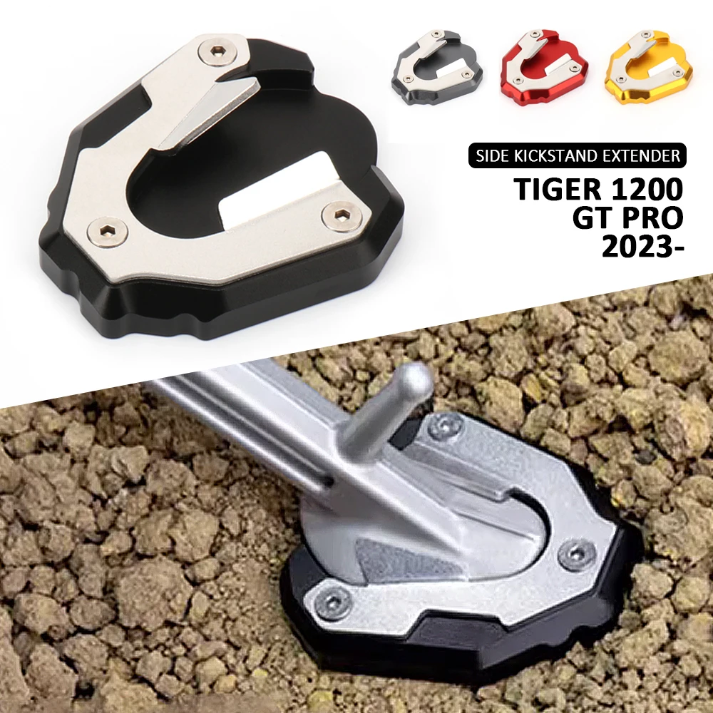 Nuovo 2023 Per Tiger 1200 Tiger 1200 Gt Pro Moto Kickstand Extender Piede Supporto Laterale Pad Di Estensione Antiscivolo Base Allargata