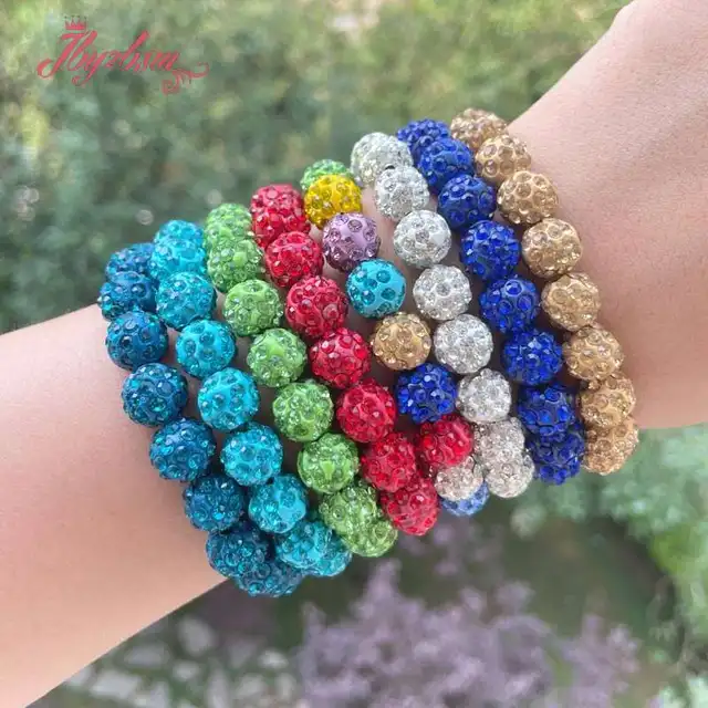 10pcs CZ Rhinestone crystal disco ball beads Women Men bracelets Wholesale  Lots Bulk Job Resale Fashion Jewelry Party Wedding Xmas Gift