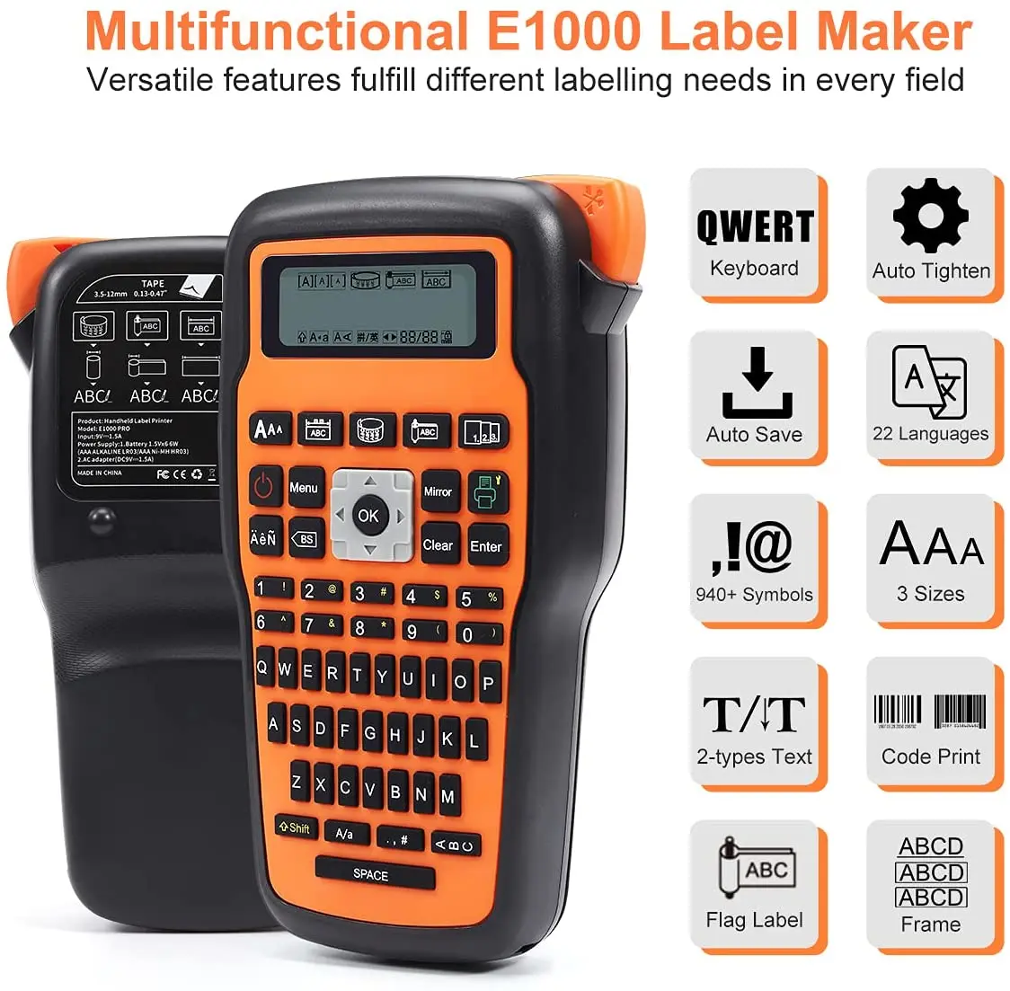 Industrial Label Maker Printer with QWERTY Keyboard & Symbol Functionality