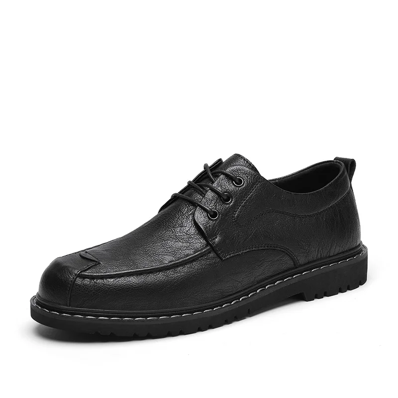 

High Quality Leather Shoes Men Korean Version Fashion Casual Men's Shoes Brand Oxfords Formal Lace-up Solid Business Dress Shoes
