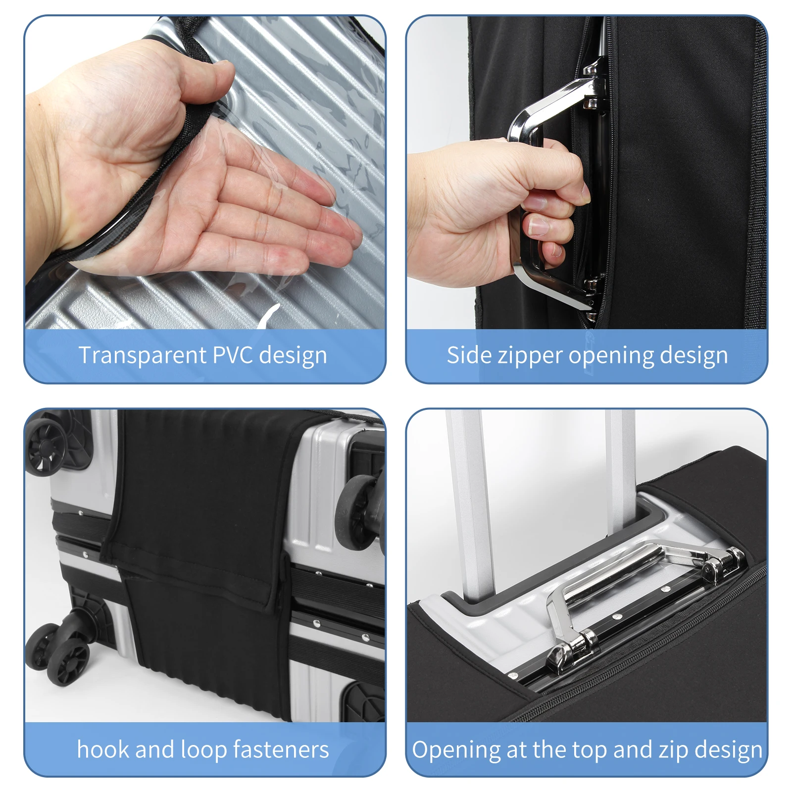 Transparent PVC protective cover, dustproof and waterproof suitcase, wear-resistant suitcase cover, zipper style luggage cover 5
