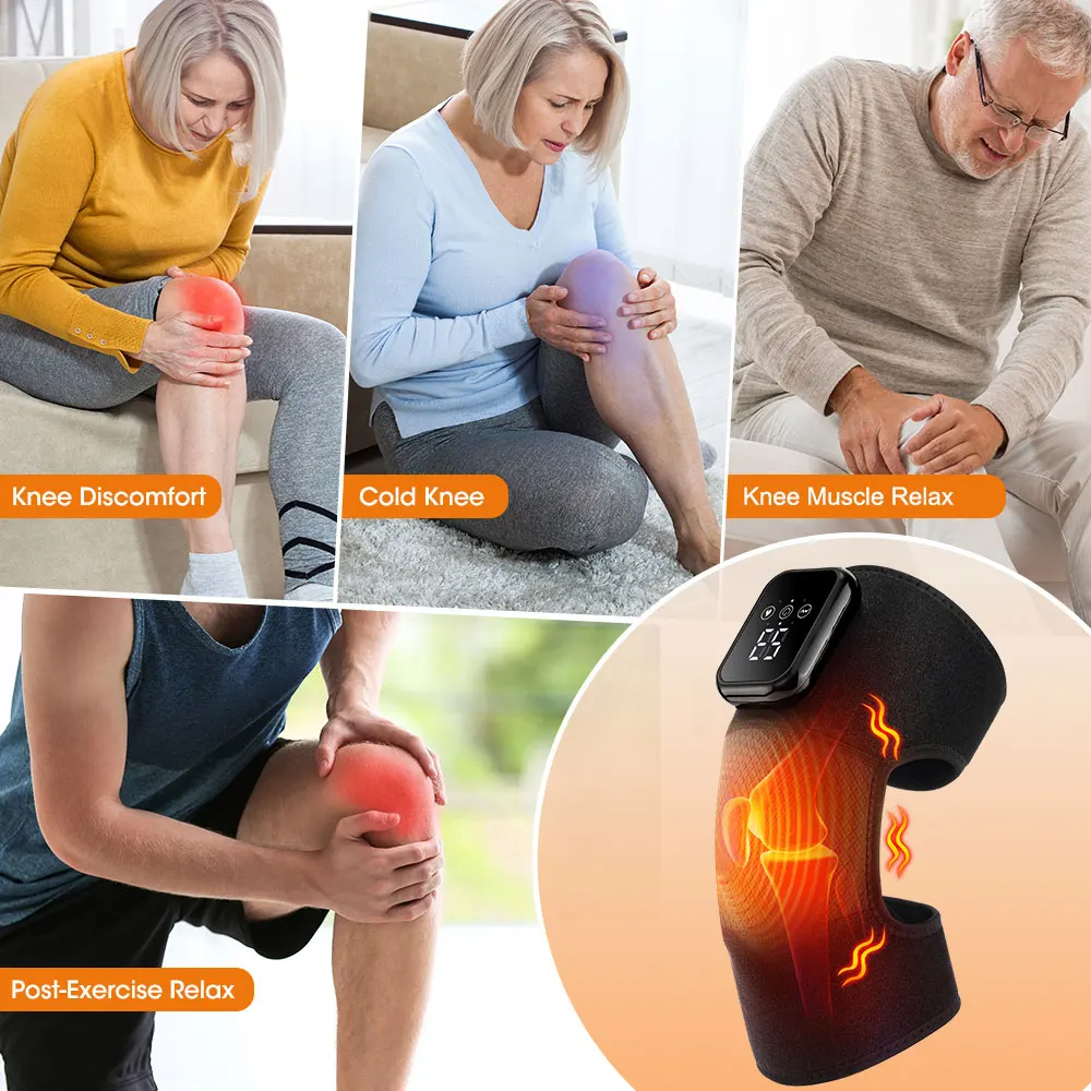Vibration Massage Knee Pad Heating Wrap Belt Larger Thermal Area Joint Muscle Relaxation Brace Hot Compress Knee Massager Winter