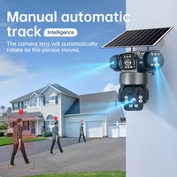 V380 15MP 4G SIM caméra solaire extérieure Triple objectif trois écrans Audio bidirectionnel suivi automatique caméra de sécurité CCTV Surveillance PTZ 4