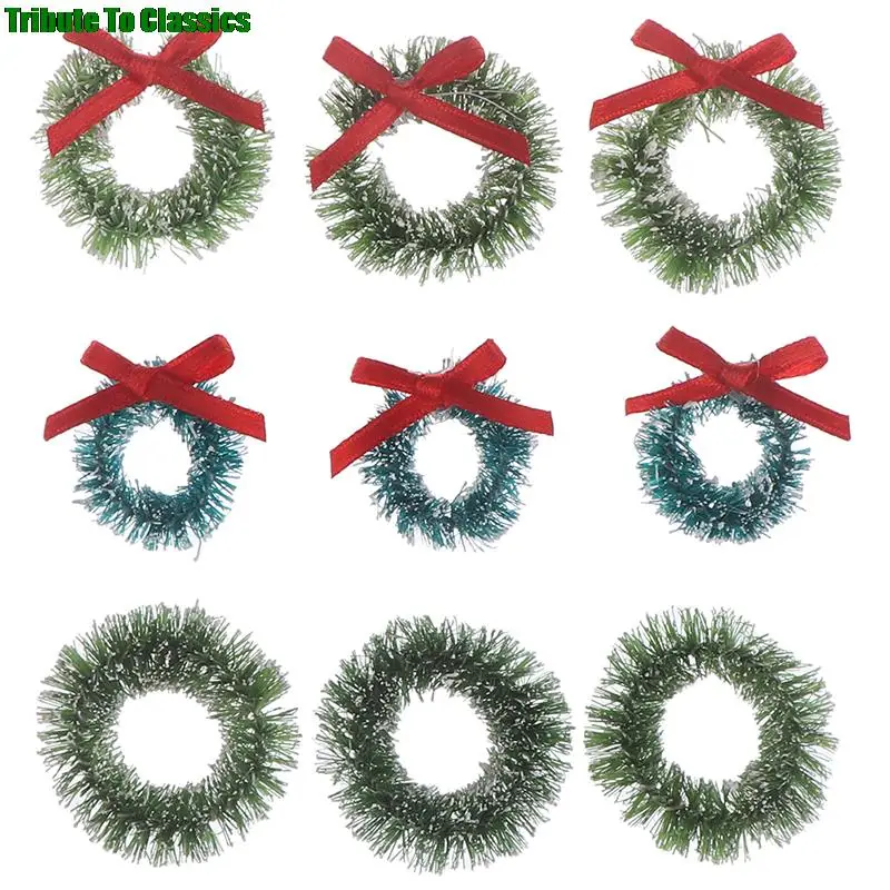 10 pcs Christmas Wreaths Miniature Fairy Garden Home Decoration Mini Craft Dollhouse Micro Decor DIY Gift Dollhouse Decor