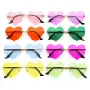 Accessories Hippie Costume Party Rimless Heart Sunglasses Pink Hippie Sunglasses Metal Sun Glasses Heart-Shaped 1