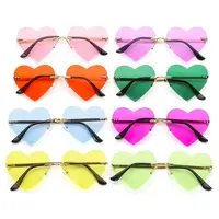 Accessories Hippie Costume Party Rimless Heart Sunglasses Pink Hippie Sunglasses Metal Sun Glasses Heart-Shaped 1