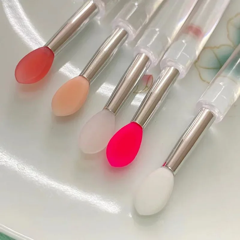 휴대용 실리콘 립 브러쉬, 커버 포함, 부드러운 다기능 립밤 어플리케이터, 립스틱 립글로스, 플랫 메이크업 브러쉬