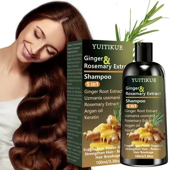 YUITIKUE Shampoo all'Estratto di Zenzero e Rosmarino 5-in-1: Nutrizione Intensiva, Rafforzamento dei Capelli, Riduzione della Rottura