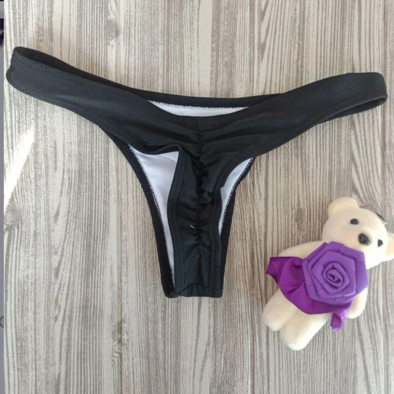 2023 Hot Sale New Fashion Ladies Thong Swim Trunks Multiple Colors Solid Color Pleated Thong Swimwear Women Bikini Swim Trunks