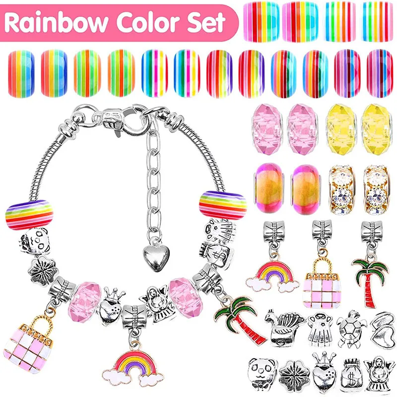 Diy Kit to Make Bracelets for Girls Handmade Beads Bracelets Necklace Set, Christmas Gifts Beads for Jewelry Making Set Box